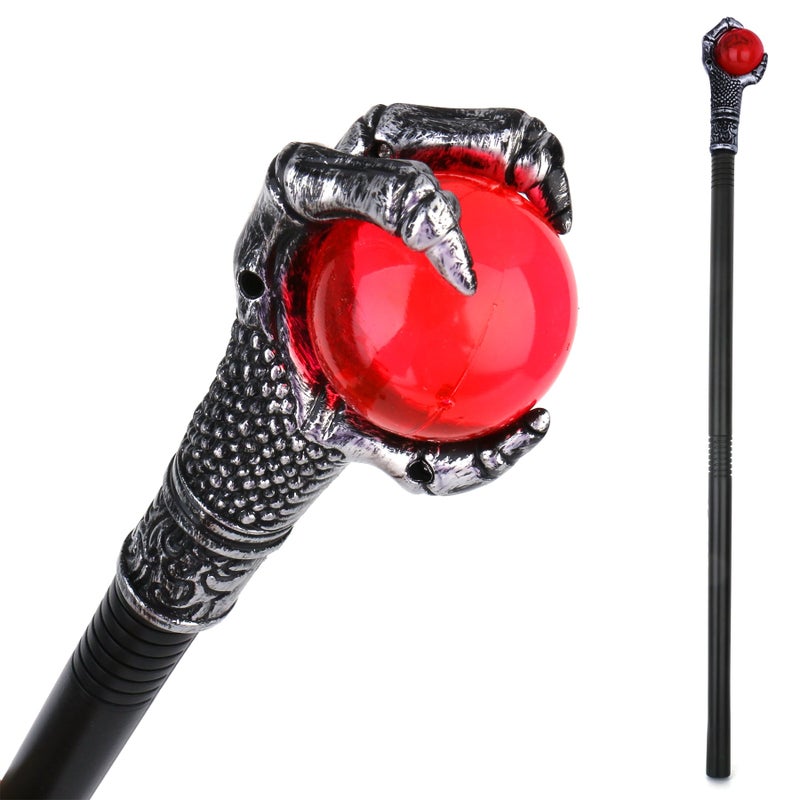 Vesil Halloween Wizard Staff, 30.7 Inch Collapsible Red Orb Wand, Plastic King Scepter Claw Staff Costume Accessory for Adults Kids Halloween Cosplay Prop - Image 1